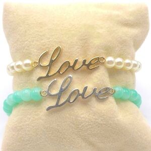 Love Stretch Bracelet Set Faux Pearl & Beads‎